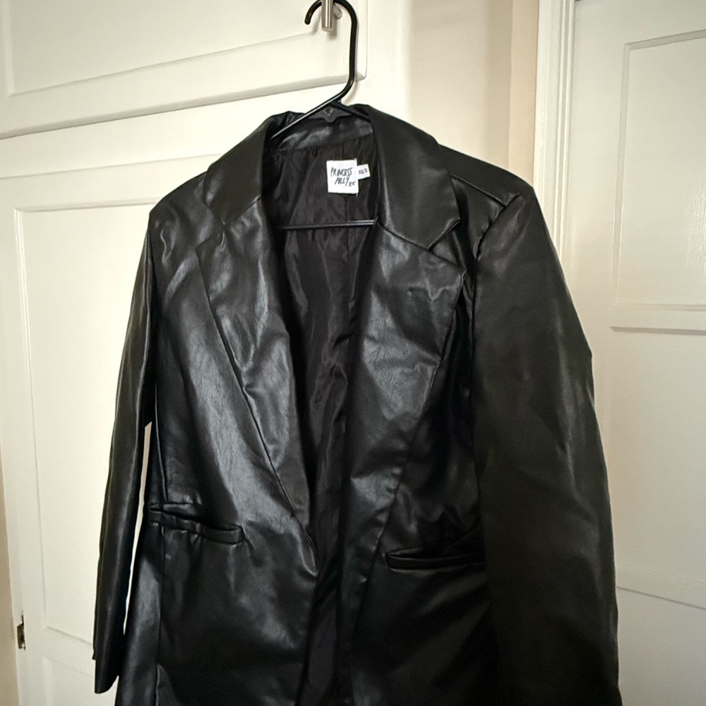 Princess Polly Black Faux Leather Blazer